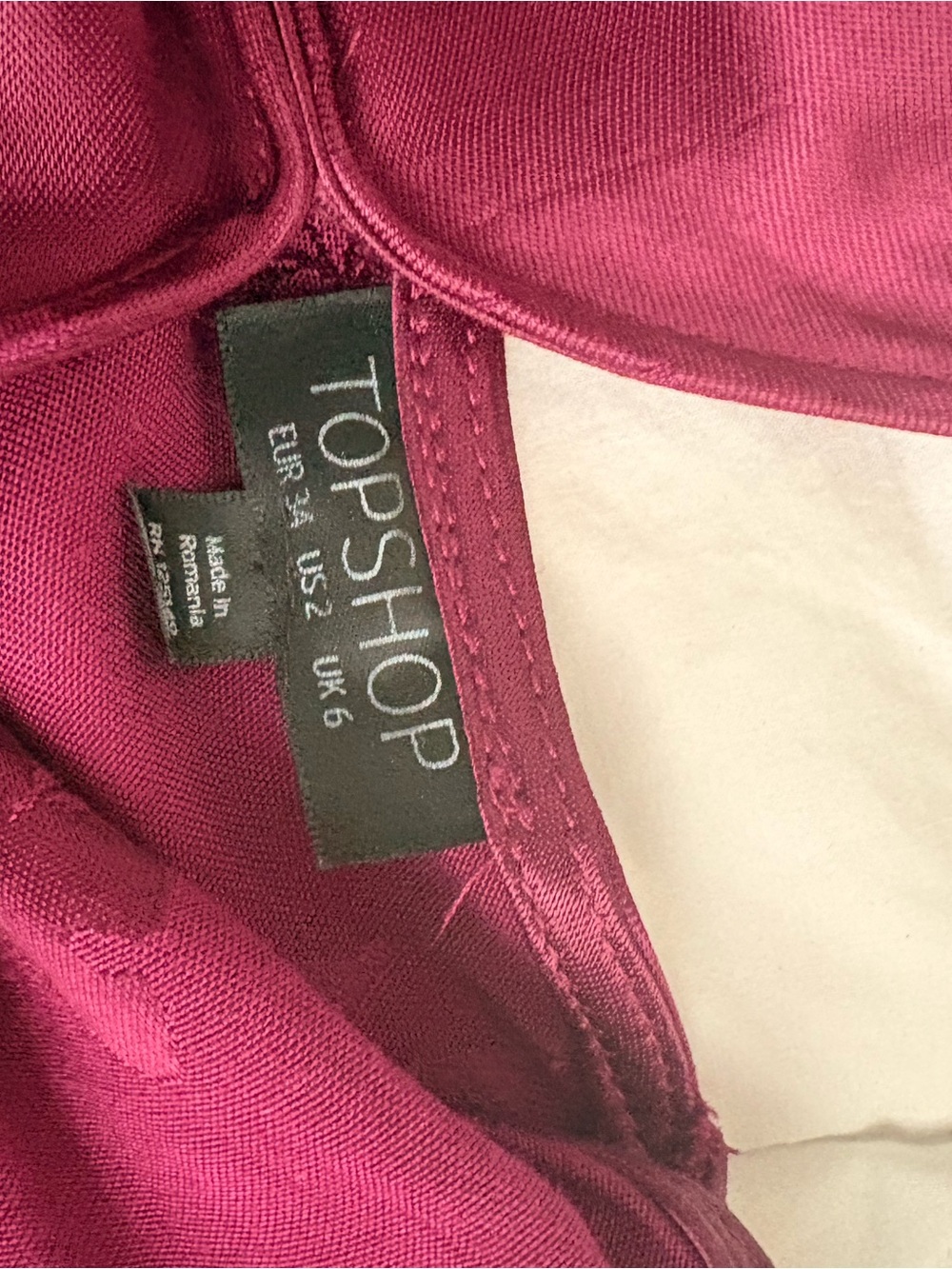 Topshop Wine Satin Slip Midi Dress with Side Tie - Picture 3 of 3